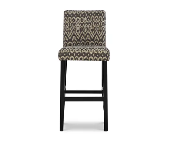 Liz Black & White Upholstered Ikat Pattern Driftwood Bar Stool 3 Liz Black & White Upholstered Ikat Pattern Driftwood Bar Stool