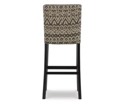 Liz Black & White Upholstered Ikat Pattern Driftwood Bar Stool 11 Liz Black & White Upholstered Ikat Pattern Driftwood Bar Stool -Furniture Series Sales 810543084 5