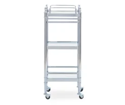 Hawkins Chrome & Glass 3-Shelf Rolling Cart -Furniture Series Sales 810543096 4