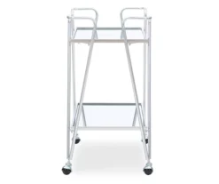 Hampton Silver 2-Shelf Rolling Steel Bar Cart -Furniture Series Sales 810543098 4