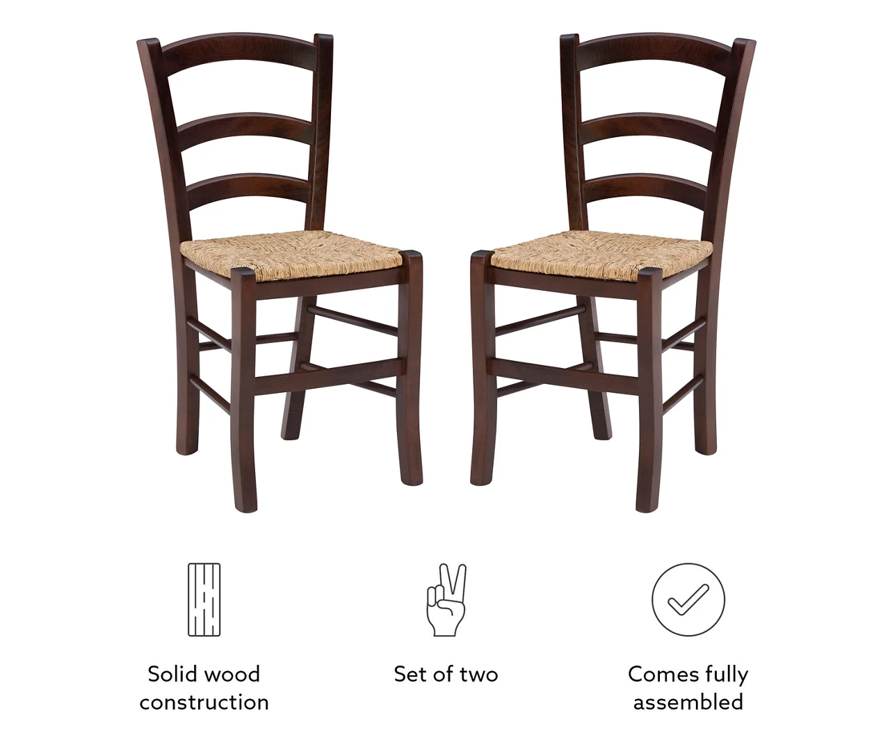 Bordeaux Walnut Handwoven Ladder Back Side Chairs, 2-Pack 5 Bordeaux Walnut Handwoven Ladder Back Side Chairs, 2-Pack - Image 3