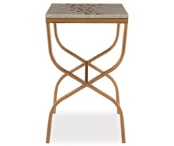 Global Designs Gold Geometric Capiz Mosaic Fish Pattern Accent Table -Furniture Series Sales 810543217 4