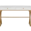 Glam White & Gold 2-Drawer Campaign Desk -Furniture Series Sales 810543228 A0 2