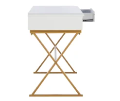 Glam White & Gold 2-Drawer Campaign Desk -Furniture Series Sales 810543228 A0 7