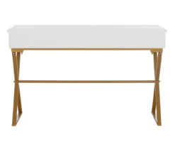 Glam White & Gold 2-Drawer Campaign Desk -Furniture Series Sales 810543228 A4 5