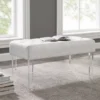 Marie Glitz White Tufted Linen Acrylic Leg Bench -Furniture Series Sales 810543267 B0