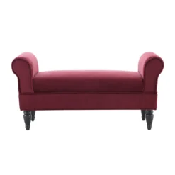Elsie Berry & Dark Mahogany Upholstered Rolled Arm Bench -Furniture Series Sales 810543272 3