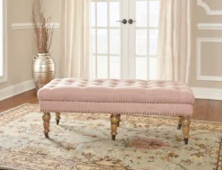 Claire Linen Upholstered Rolling Bench -Furniture Series Sales 810543277 2