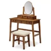 Laura 2-Piece Walnut & Beige 6-Drawer Tilting Mirror Vanity Set 2 Laura 2-Piece Walnut & Beige 6-Drawer Tilting Mirror Vanity Set -Furniture Series Sales 810543314 1