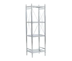 Hawkins Chrome & Glass 4-Tier Shelf -Furniture Series Sales 810543325 5
