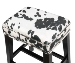 Baldwin White & Black Cow Print Nailhead Bar Stool -Furniture Series Sales 810543360 4