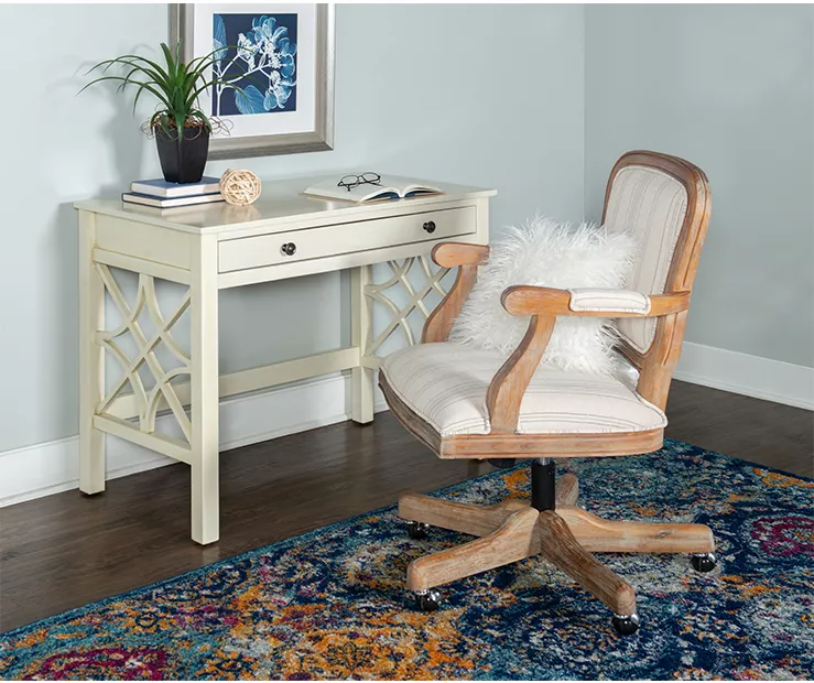 Brynn Antique White Geometric Writing Desk 4 Brynn Antique White Geometric Writing Desk - Image 2