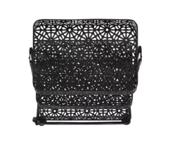 Mabry Black 3-Tier Pierced Floral Rolling Cart 10 Mabry Black 3-Tier Pierced Floral Rolling Cart -Furniture Series Sales 810543382 5