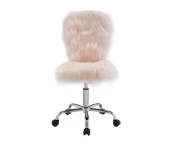 Comfort Home Blush Pink Faux Fur Swivel Chair -Furniture Series Sales 810543388 3