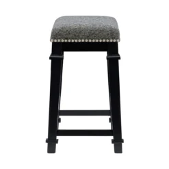 Clark Black & White Upholstered Tweed Backless Counter Stool -Furniture Series Sales 810543399 5