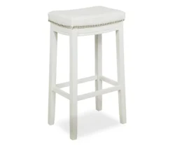 Brooke White Backless Nailhead Bar Stool