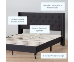 Isabelle Charcoal Upholstered Twin Wingback Bed -Furniture Series Sales 810547599 810547605 810547613 810547609 2