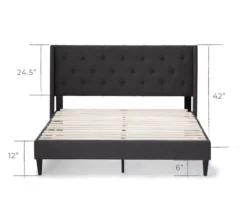 Isabelle Charcoal Upholstered Twin Wingback Bed -Furniture Series Sales 810547599 810547605 810547613 810547609 3