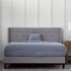 Isabelle Stone Upholstered Twin Wingback Bed -Furniture Series Sales 810547604 810547608 810547627 810547612 1