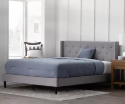 Isabelle Stone Upholstered Twin Wingback Bed -Furniture Series Sales 810547604 810547608 810547627 810547612 5