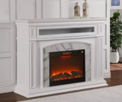 62" Grand White Faux Marble Electric Fireplace 9 62" Grand White Faux Marble Electric Fireplace -Furniture Series Sales 810570728 4