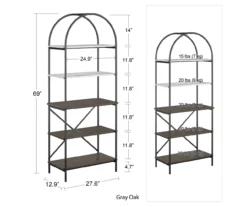 Vivinne Gray 5-Shelf Bookcase -Furniture Series Sales 810589034 1