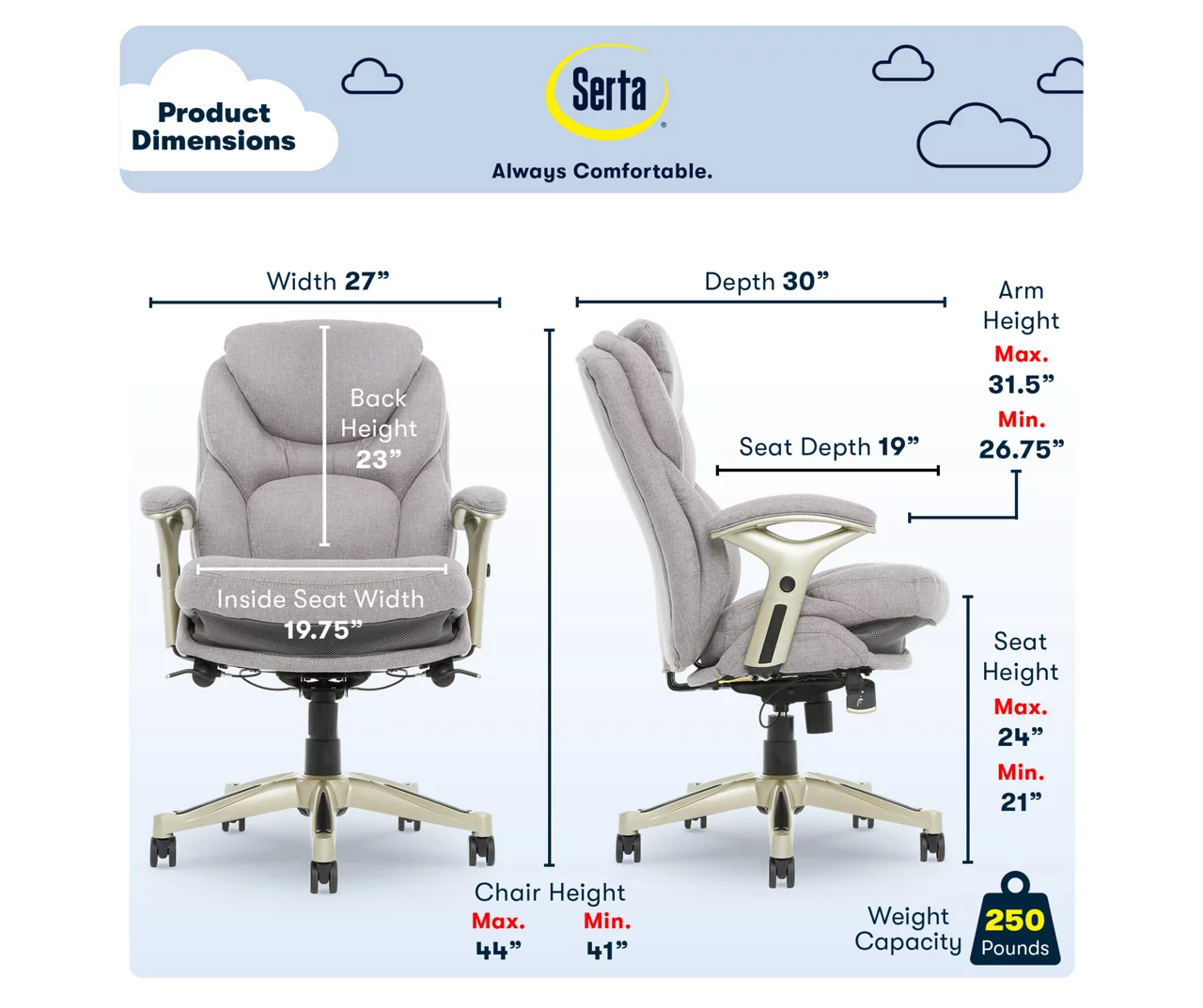 Serta Claremont Fabric Office Chair 9 Serta Claremont Fabric Office Chair - Image 7
