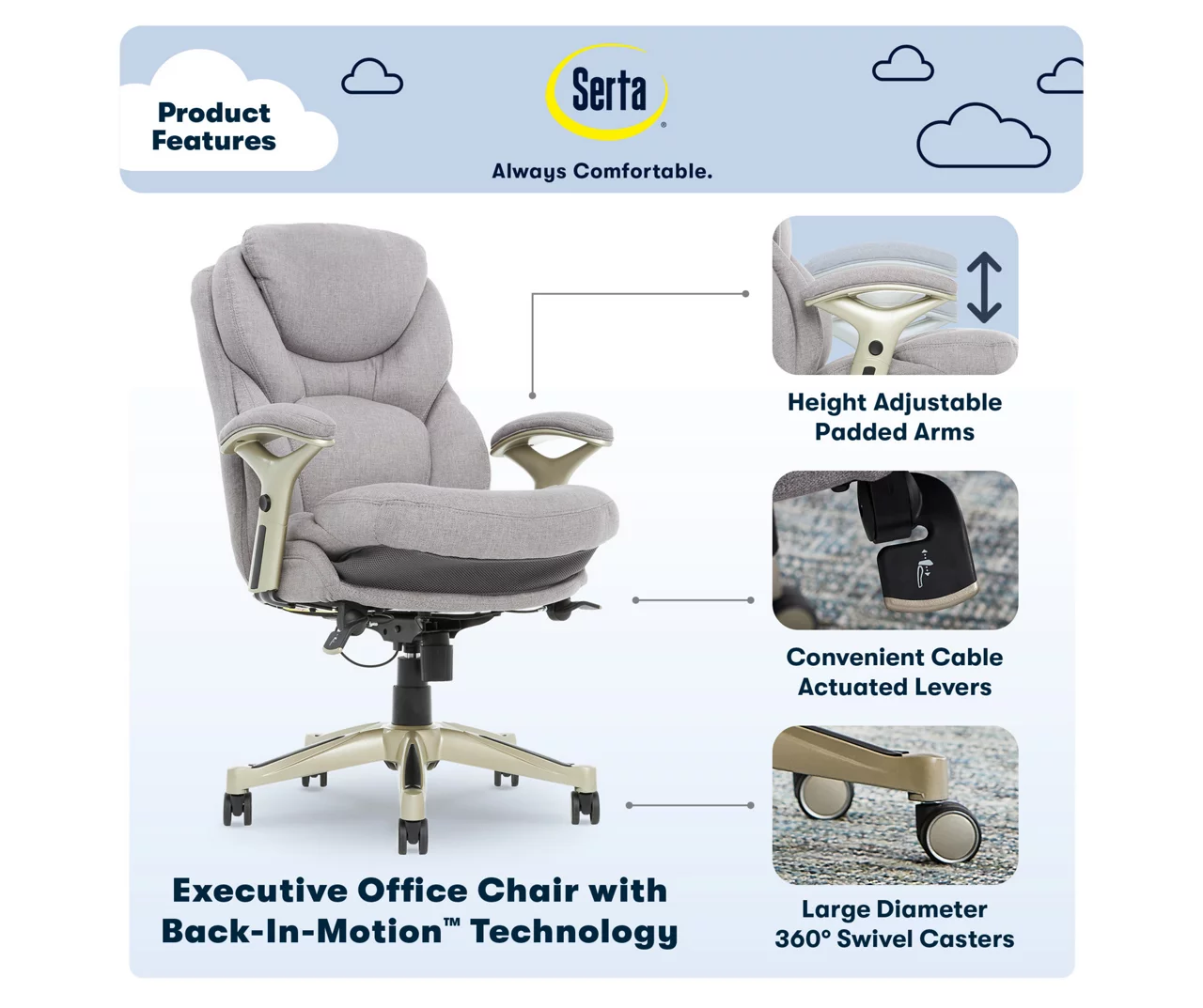 Serta Claremont Fabric Office Chair 10 Serta Claremont Fabric Office Chair - Image 8