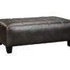 Nokomis Charcoal Faux Leather Oversize Accent Ottoman -Furniture Series Sales 810594650