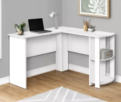 White L-Shaped Corner Desk With Open Storage -Furniture Series Sales 810597220 2