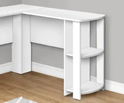 White L-Shaped Corner Desk With Open Storage -Furniture Series Sales 810597220 3