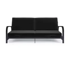 DHP Elbern Black Metal Futon With Black Microfiber Cover