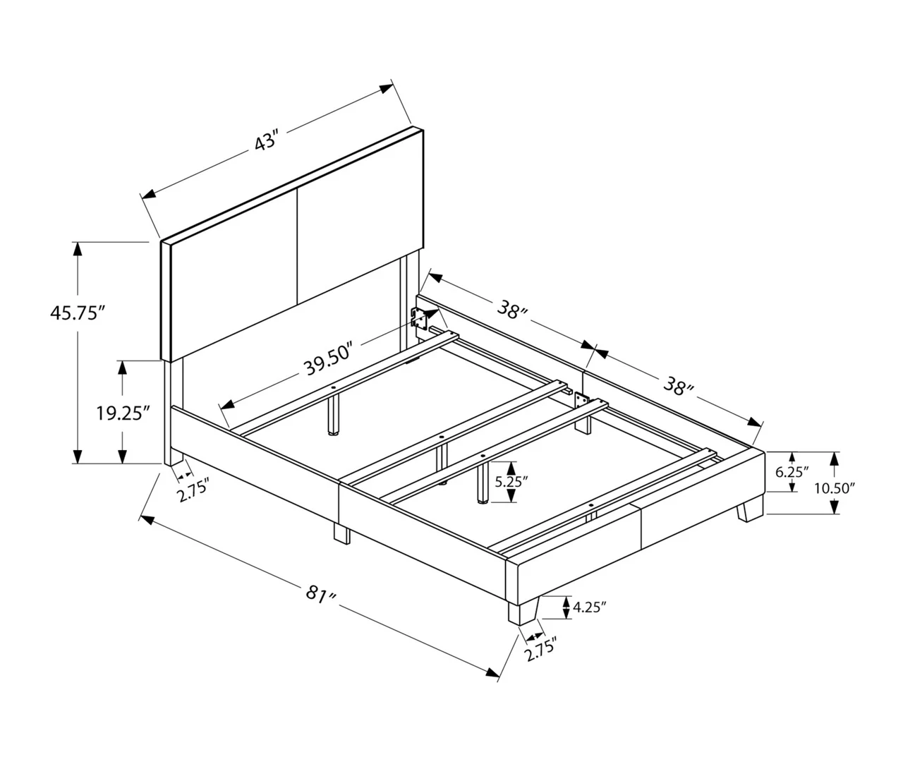 Monarch Faux Leather Twin Bed 8 Monarch Faux Leather Twin Bed - Image 6