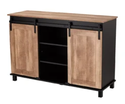 Modern Industrial Black & Brown Sliding Door Sideboard