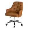 Caramel Brown Faux Leather Tufted Adjustable Office Chair