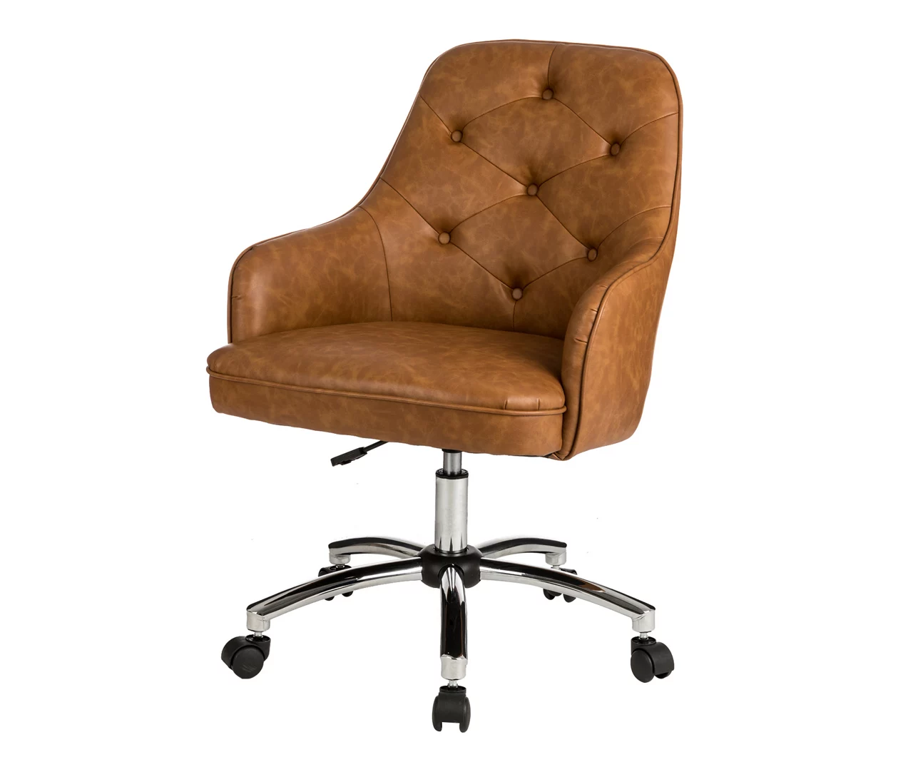 Caramel Brown Faux Leather Tufted Adjustable Office Chair 3 Caramel Brown Faux Leather Tufted Adjustable Office Chair