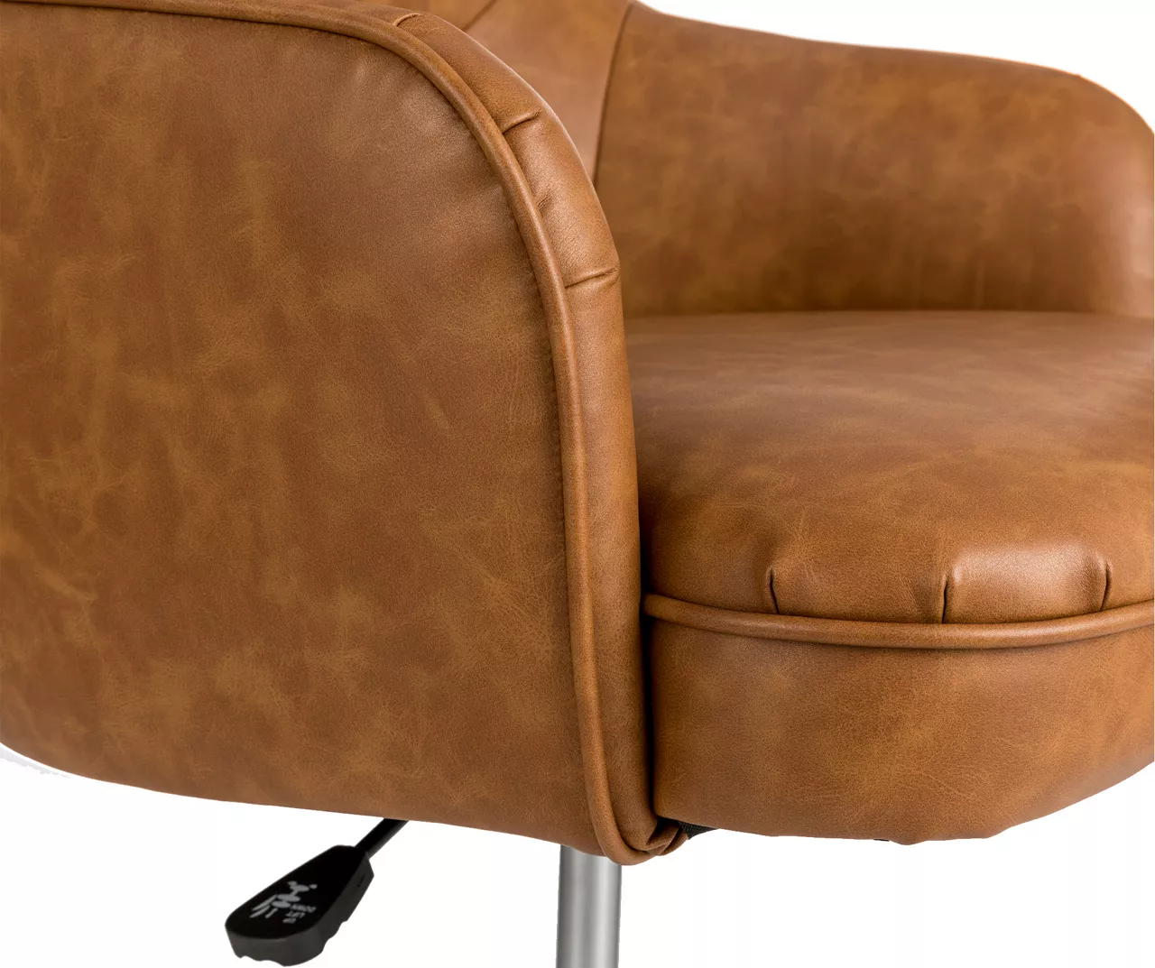 Caramel Brown Faux Leather Tufted Adjustable Office Chair 6 Caramel Brown Faux Leather Tufted Adjustable Office Chair - Image 4