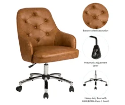 Caramel Brown Faux Leather Tufted Adjustable Office Chair 15 Caramel Brown Faux Leather Tufted Adjustable Office Chair -Furniture Series Sales 810598931 A0 6