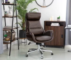Dark Brown Mid-Century Modern Faux Leather Executive Office Chair -Furniture Series Sales 810598937 A0 4