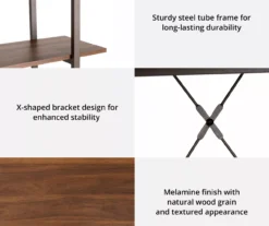 Walnut Modern Open 4-Shelf Bookcase -Furniture Series Sales 810598940 A0 6