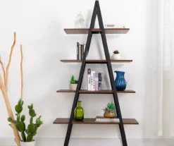 Walnut Modern A-Frame 4-Shelf Bookcase -Furniture Series Sales 810598942 A0 3