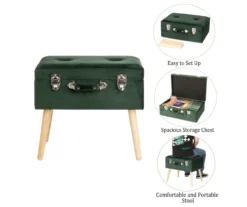 Glitzhome Velvet Suitcase Storage Stool 23 Glitzhome Velvet Suitcase Storage Stool -Furniture Series Sales 810598947 A0 7