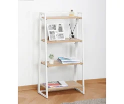 Blonde Wood Look & White 4-Tier Folding Bookcase -Furniture Series Sales 810606565 A0 2