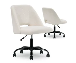 Cream Faux Wool Boucle Rolling Swivel Office Chair -Furniture Series Sales 810606674 A0 11