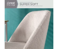 Cream Faux Wool Boucle Rolling Swivel Office Chair -Furniture Series Sales 810606674 A0 3