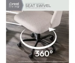 Cream Faux Wool Boucle Rolling Swivel Office Chair -Furniture Series Sales 810606674 A0 4