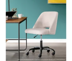 Cream Faux Wool Boucle Rolling Swivel Office Chair -Furniture Series Sales 810606674 A0 8