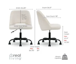 Cream Faux Wool Boucle Rolling Swivel Office Chair -Furniture Series Sales 810606674 A0 9