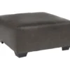 Aberton Gray Faux Leather Oversize Accent Ottoman