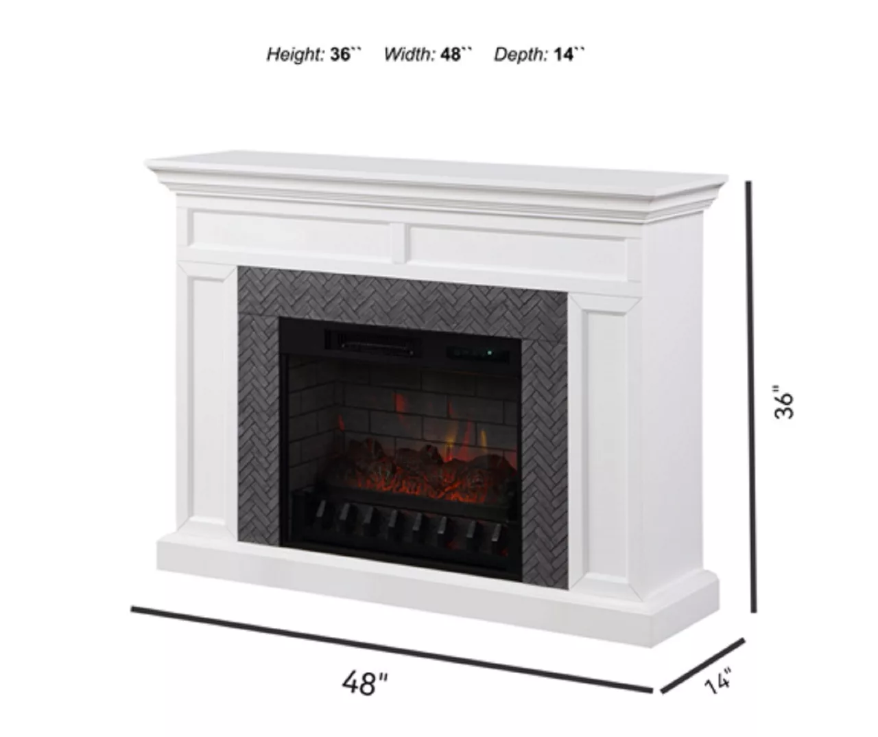 48" Faux Herringbone Mantel Electric Fireplace 9 48" Faux Herringbone Mantel Electric Fireplace - Image 7